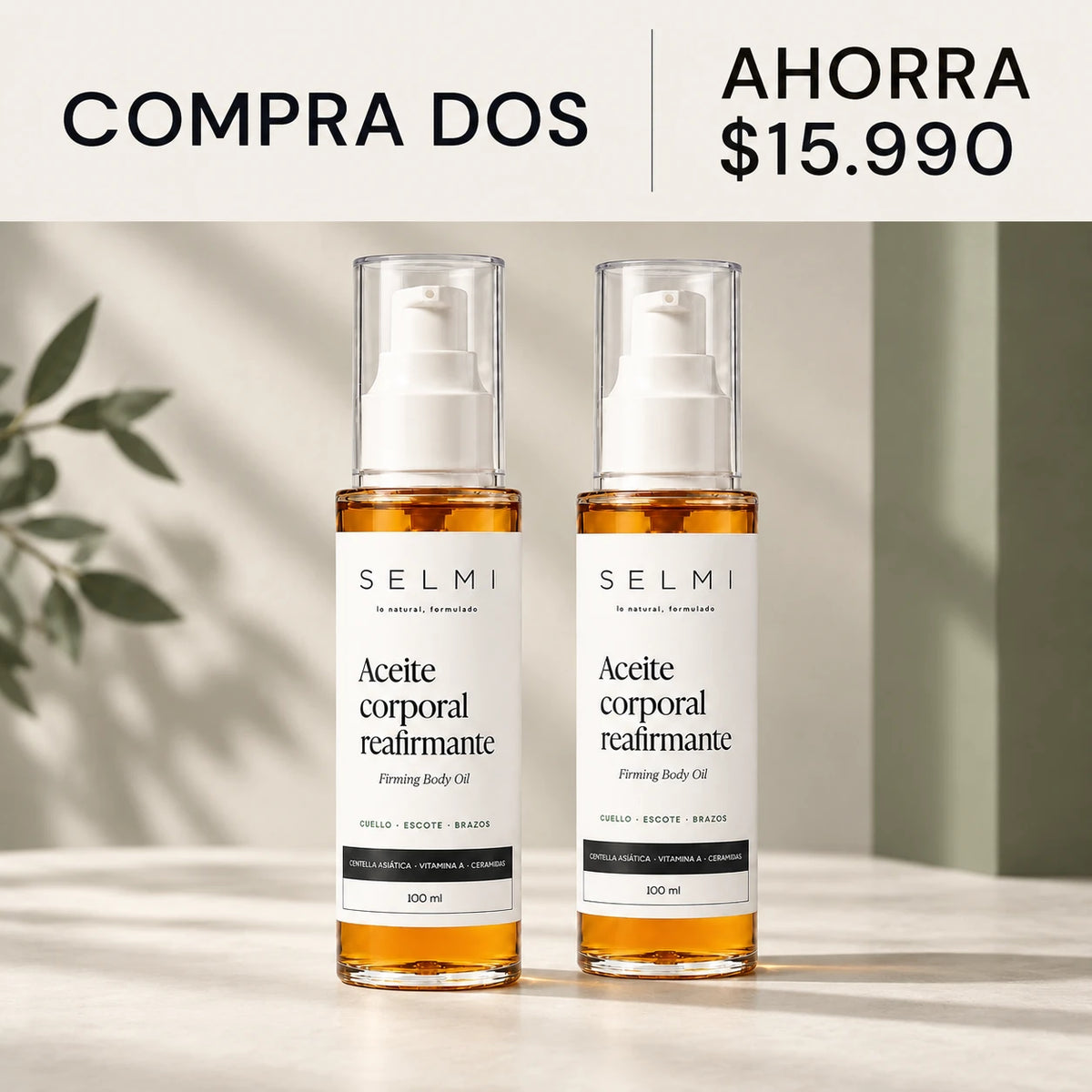 Frasco de SELMI aceite corporal reafirmante de 100 ml